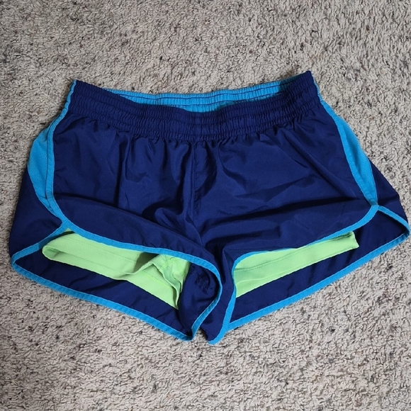 Nike Women's Navy and Light Blue Athletic Shorts - Picture 2 of 9